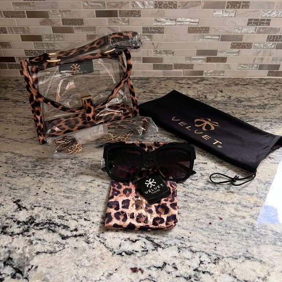 NWT Velvet Mini Bag Jane Sunglasses Clear Crossbody Set Concert Stadium … - Picture 4 of 12